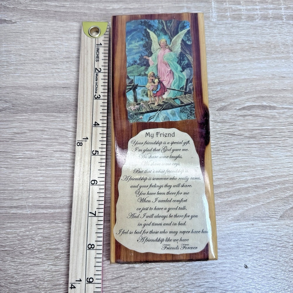 My Friend Angel Poem Wood Wall Plaque Inspirational Friendship Decor Vintage - Picture 5 of 7